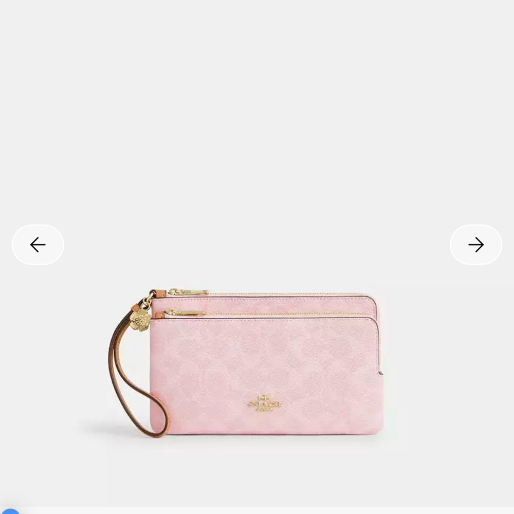 Coach Powder Pink Double Zip Wristlet In Signature Canvas With Charms - Picture 3 of 3